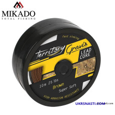 Ледкор Mikado Gravis Leadcore разрывная нагрузка 11,34кг размотка 10м чёрный/коричневый